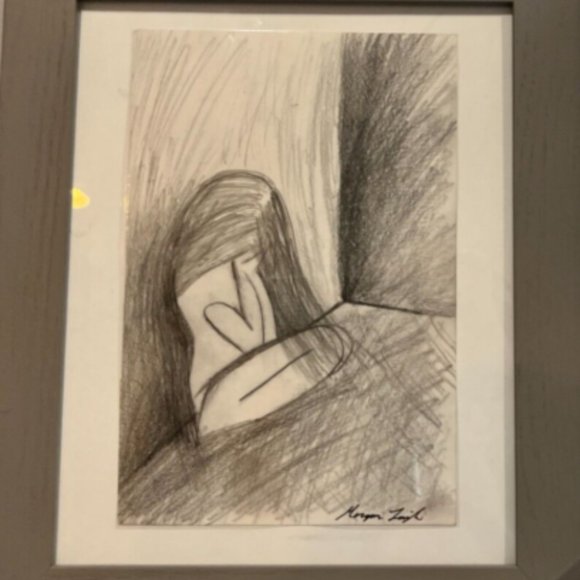 Framed Handmade Sketch Woman Trapped